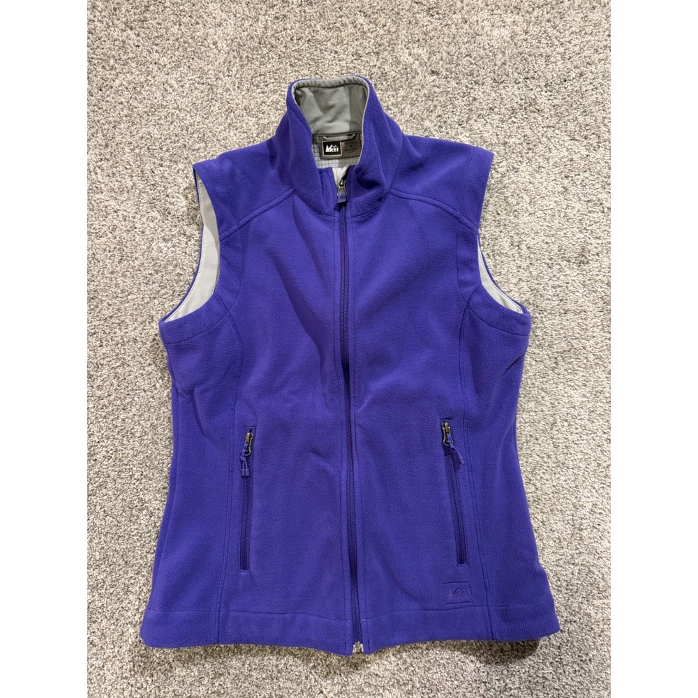 REI Fleece Vest Womens Medium Purple Full Zip Pockets Outdoor Hiking Outdoors